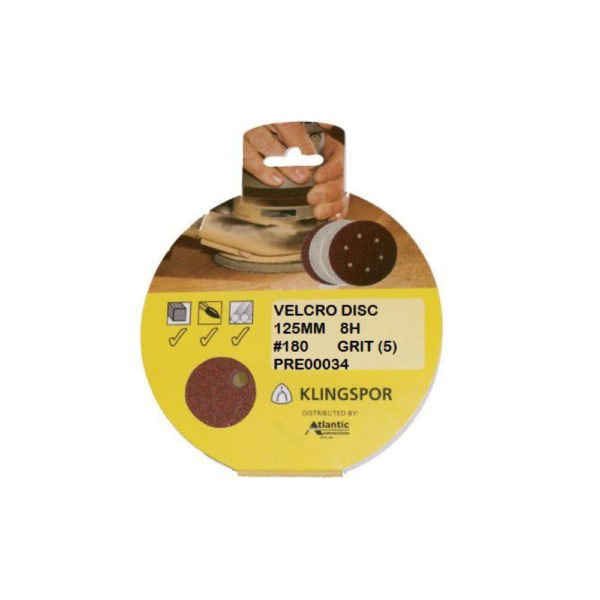 Klingspor Velcro Disc 125mm P180 8h - 5pack