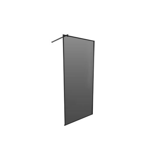 Shower Screen Pyrenees Black Smoke Glass 900mmx2000x8mm Side Fix / Wall fix